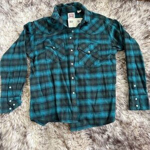 Levi's Women's Blue Plaid Shirt